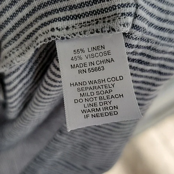 NWT Tahari Black & White Striped Linen Blend Roll Tab Sleeve Pullover Dress Sz M - Picture 5 of 8